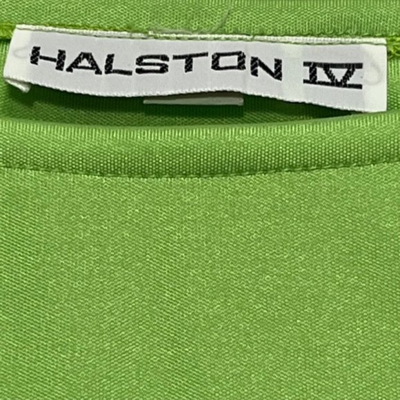 Vintage HALSTON IV Dorian Lime Green Long Sleeved Boat Neck Column Maxi Dress - Picture 7 of 16